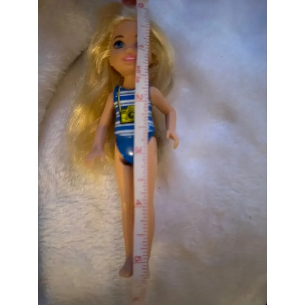 Barbie Club Chelsea Blonde Doll Blue Camera Swimsuit 6
